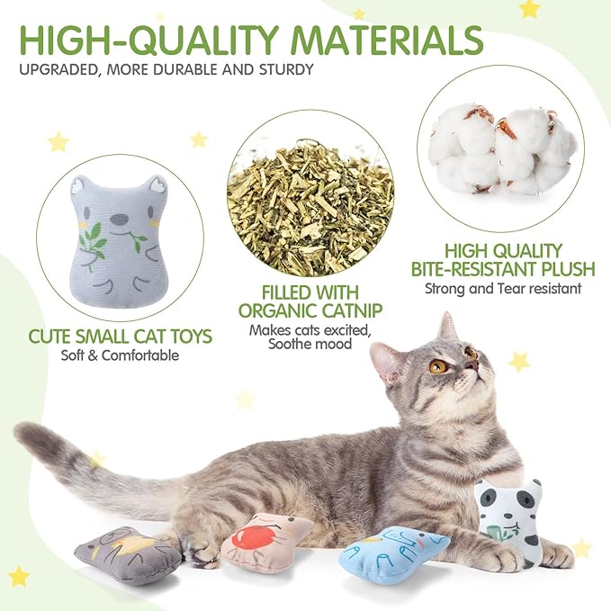 Gejoy 20 Pieces Catnip Toys for Indoor Cat Plush Cat Chew Toys Kitten Catnip Kitten Entertaining Interactive Dolls (Charming)