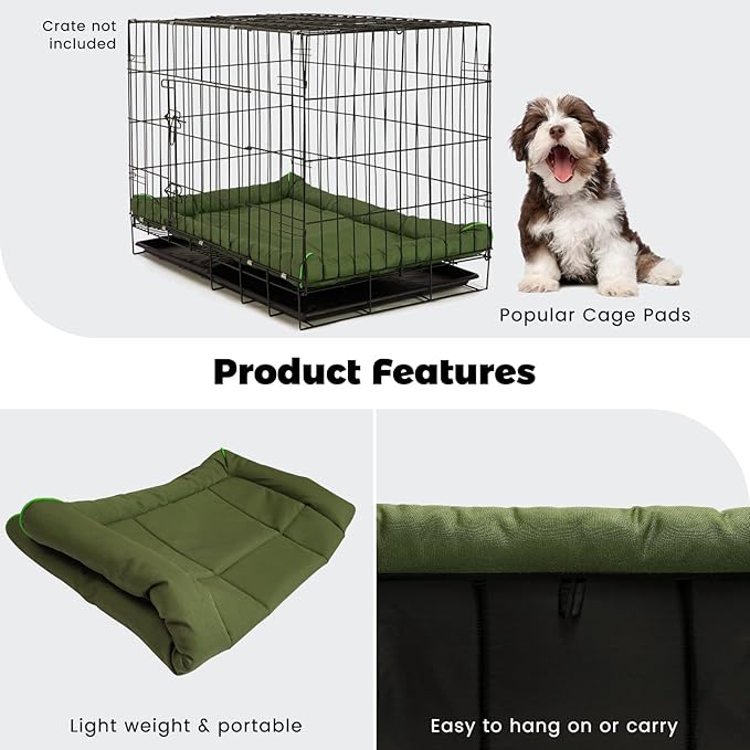 Miguel Oxford 900D Outdoor Waterproof Dog Bed for Metal Dog Crates Water-Resistant All Weather Pet Mat Durable Easy Wipe Clean Travel Indoor Outdoor Puppy Cat Crate Bed 30inch, Green