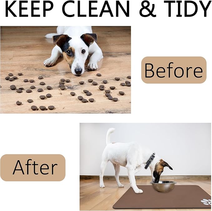 YCT Pet Cat Food Mats - Non-Slip Super Absorbent, 18.1 x 11.8 inches, Dark Grey