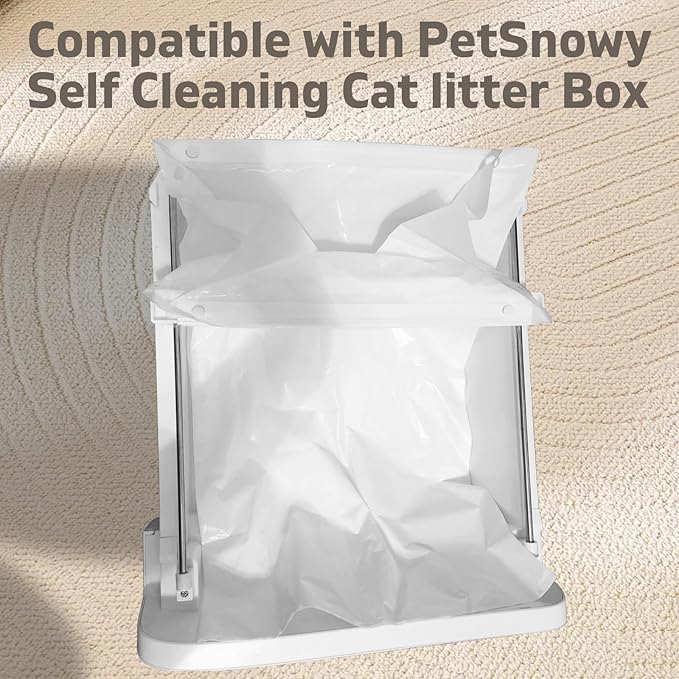 150 Pack Cat Litter Bags for PetSnowy Snow+ Cat Litter Box, Heavy Duty Tear and Leak Resistant Litters Bag, Self-Sealing Waste Drawer Liner Bags for PetSnowy (150)