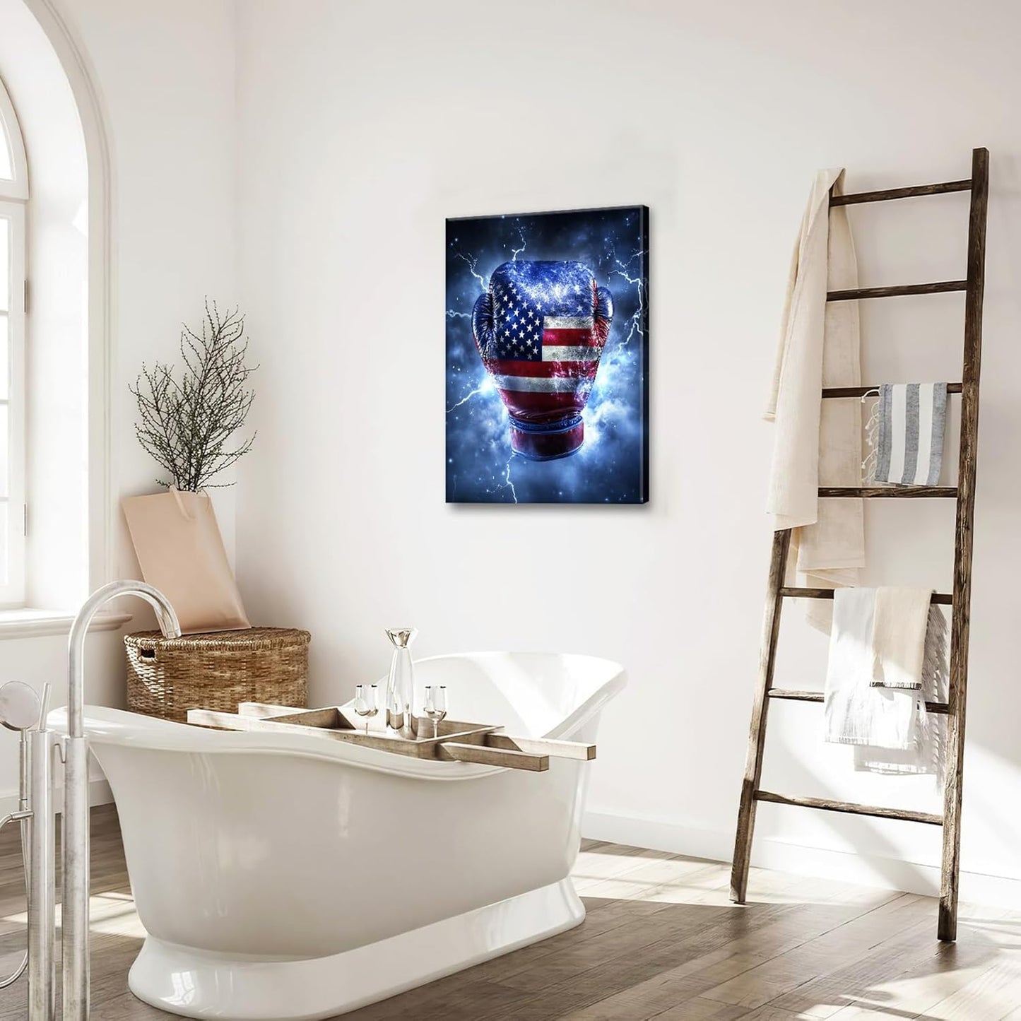 Sports Boxing Wall Art Canvas American Flag Wall Decor Prints Framed Painting Pictures Gifts Artwork for Bathroom Living Dining Room 16"x24"