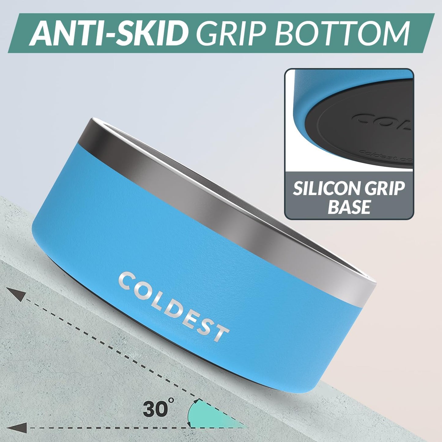 Coldest Dog Bowl - Anti Rust Metal, Non Slip, 3 Layers Insulated Stainless Steel Dog Bowls - Spill Proof & Heavy Duty - Water Bowl for Dogs, Cats & Pets, Dish Washer Safe (100 oz, Celestial Blue)