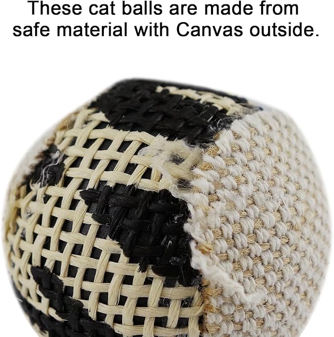 TTcat Canvas Cat Toys Balls for Indoor Cats, Interactive Toys for Cat Kitty Kitten,4 Pack