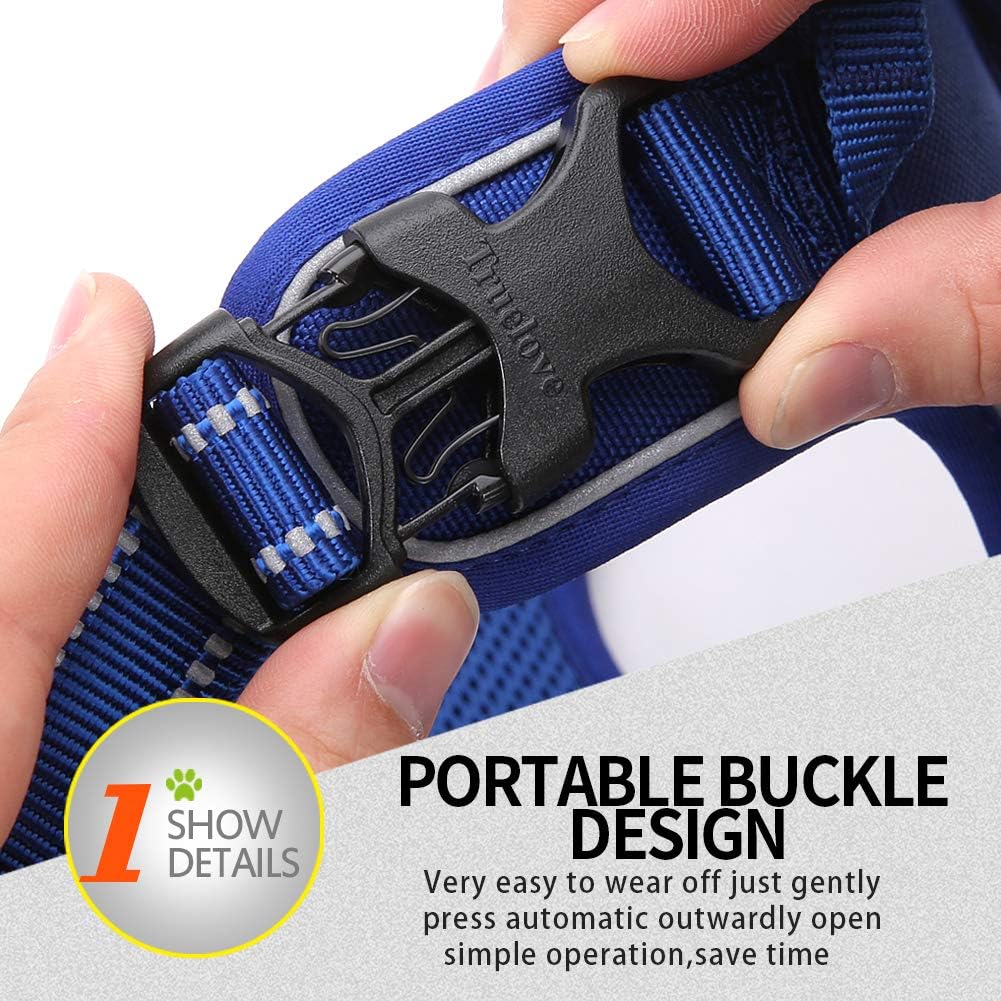 Truelove No Pull Dog Harness with Easy Control Handle and 2 Leash Attachments,Reflective Adjustable Pet Vest