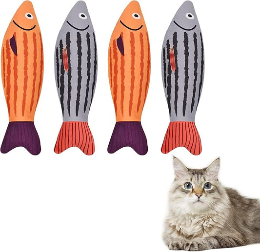 Cat Toys, Catnip Toys for Cats, Soft and Durable with Rattle Sound, Interactive Kitten Toys for Indoor Cats, Cat Chew Toy for All Breeds (4Pack, Sardine)