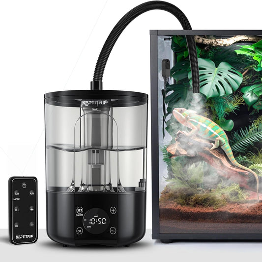 2 in 1 Reptile Fogger Humidifier, 4L Mister with Auto Humidity Control & Timer Function, Remote Control, Touch Screen, Temperature & Humidity Display for Reptiles and Tropical Plants