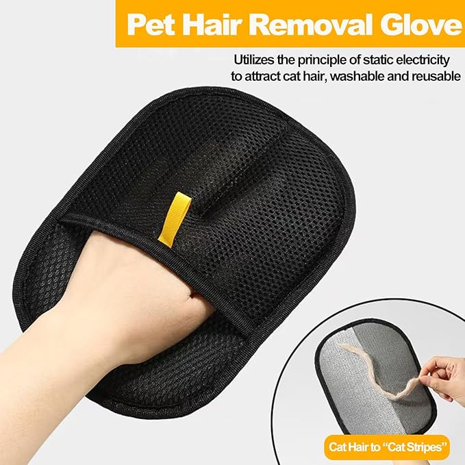 2 Pack Pet Hair Removal Gloves for Cats & Dogs,2025 Electrostatic Pet Hair Removal Gloves for Bedding,Reusable & Washable Efficient Grooming Gloves for Clothing,Furniture,Carpet,Car Seat,Pet Grooming