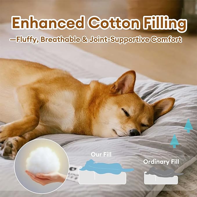 FUNNY FUZZY 2 in 1 Dog Bed Crate Pad Mat, Washable Reversible Floor Pet Mats,Fluffy Kennel Pad for Small Large Sized Dog,Indoor Cats,Sleeping Mattress, 23.6" × 17.9", Light Grey