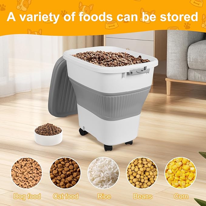 35 Lbs Dog Food Storage Container 2PCS, Collapsible Dog Food Container with Scoop for Pet/Dog/Cat/Bird Food,Keep Dry Food Fresh,Easy to Move