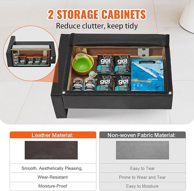 VEVOR Leather Dog Bed for Medium Size Dog, Douch Couch Pet Sofa for Puppy and Cats, Washable Pet Couch and Chair, 50lbs Load Capacity, Black