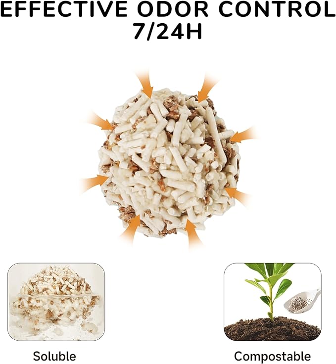 FUKUMARU Tofu Cat Litter, 18 LBS Clumping Cat Litter Flushable, Dust Free, Natural, Unscented, Lightweight, Low Tracking, Mixed Apple Wood, 24/7 Odor Control, 6lb x 3bags