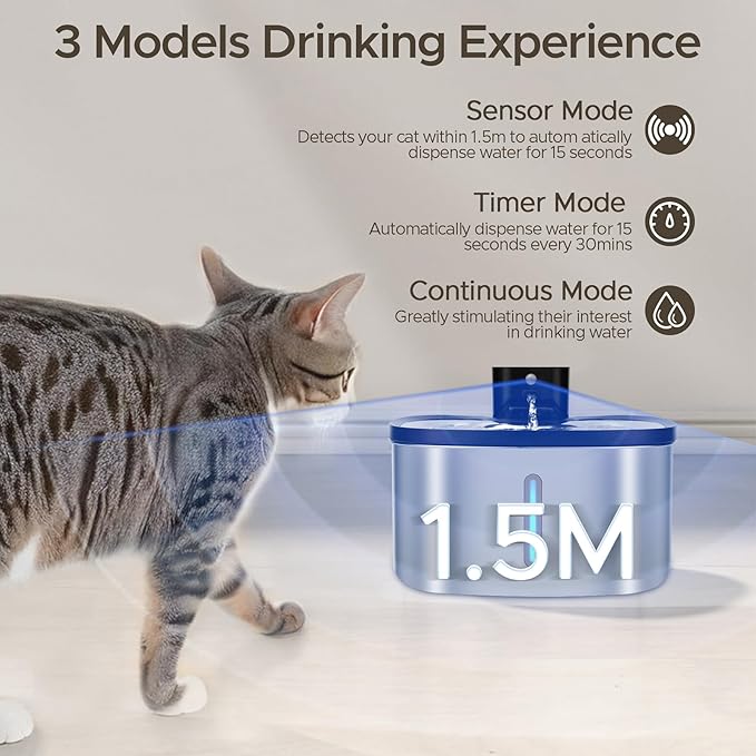 Wireless Cat Water Fountain Stainless Steel, 118oz/3.5L Cordless Automatic Pet Water Dispenser for Cats Indoor, with Motion Sensor, Ultra Quiet Pump, Rechargeable & Multi-Filtration