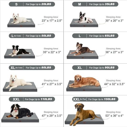 Outdoor Dog Bed for Medium Dogs, Waterproof Dog Crate Bed for Puppy Beds, Orthopedic Egg Crate Foam Pet Bed with Washable and Removable Oxford Cover, Grey