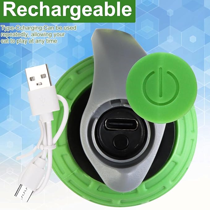 Speedy Tail Interactive Cat Toy Ball, 2025 New Generation, Indoor Play with Replacement Tail (Green-Orange)