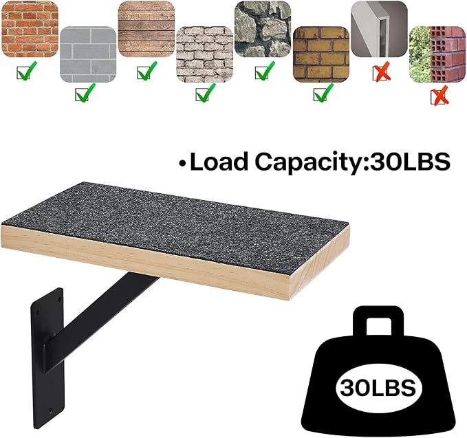 Cat Climbing Steps - Sturdy Metal Wall Steps & Shelves, Indoor Cat Furniture & Perch, Hammock Bed, Easy to Install