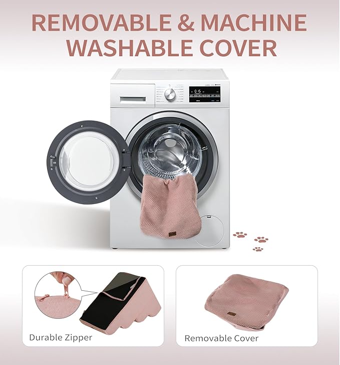 Made4Pets Dog Stairs Ramp for Small Dogs, 3-Step Dog Steps for Bed Couch Sofa and Chair, 35D Foam Pet Steps for Small Dogs and Cats, Non-Slip Bottom Pet Stairs, Pink