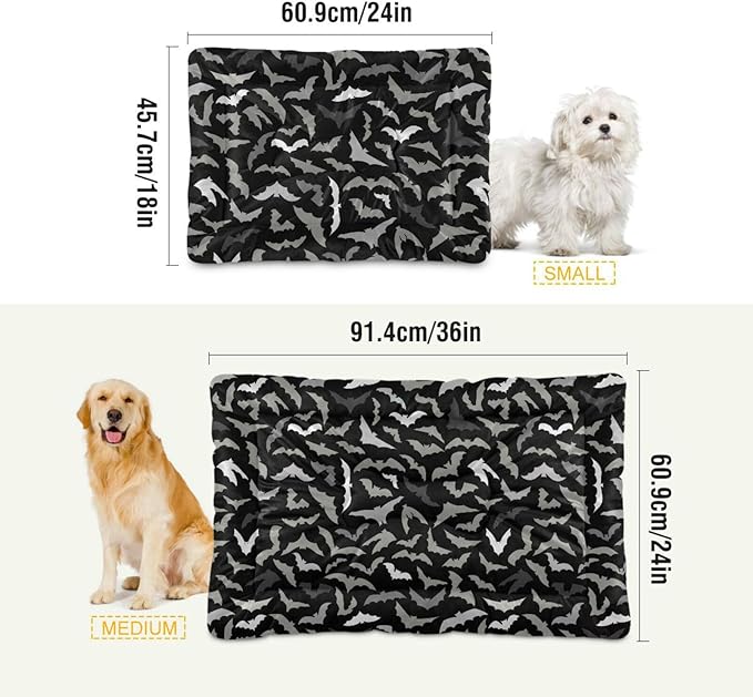 Halloween Bats Pet Bed Cute Dog Bed Mat Absorbing Non Slip Pad Pet Sleeping Mat for Small, Medium, and Large Dogs Puppy Cat 24 in x 18 in
