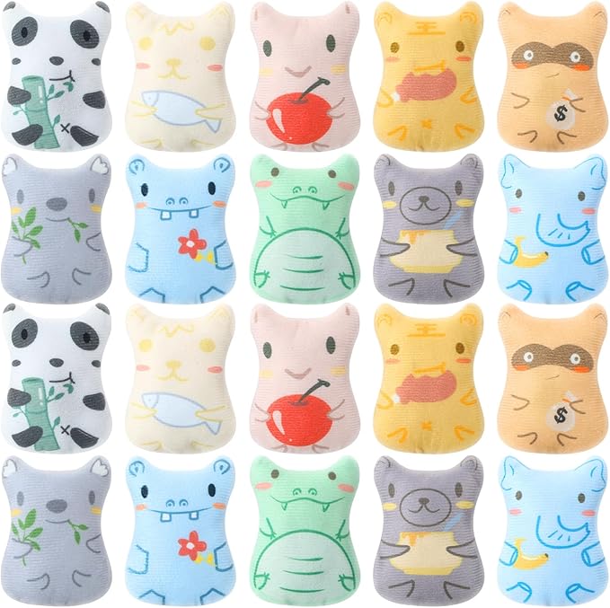 Gejoy 20 Pieces Catnip Toys for Indoor Cat Plush Cat Chew Toys Kitten Catnip Kitten Entertaining Interactive Dolls (Charming)