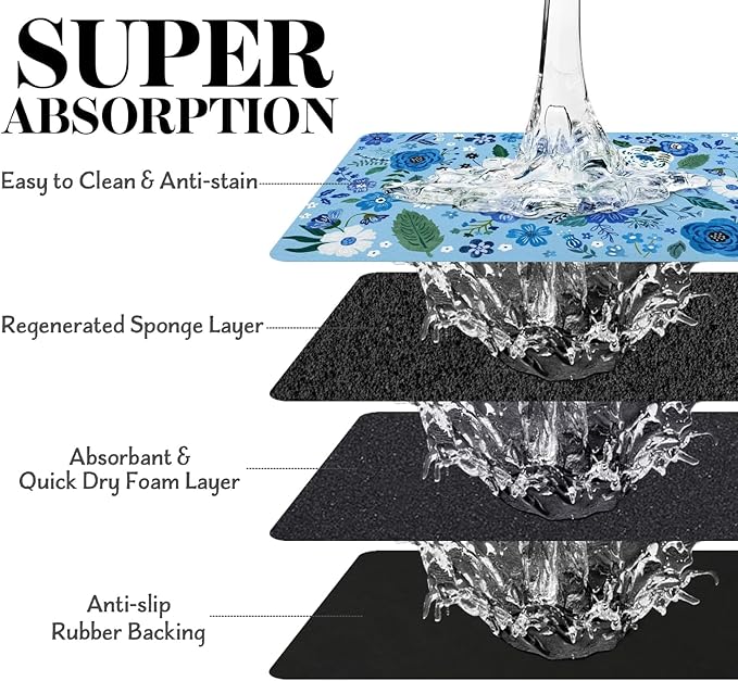 Dog Food Mats for Floors, Absorbent Dog Bowl Mat for Food and Water Dispenser Mat, Quick Dry Cat Food Mat Pet Supplies