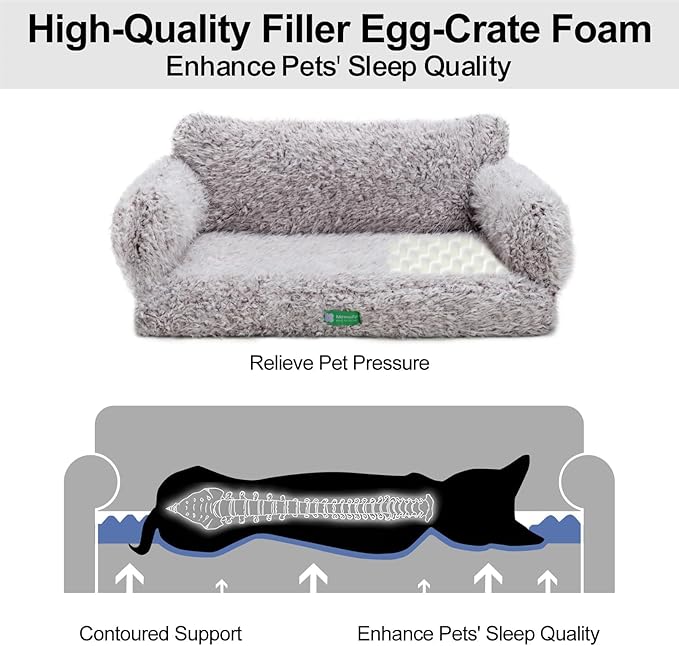 MEWOOFUN Cat Bed for Indoor Cats Dog Bed Medium Small Dog Bed Cat Sofa Cat Dog Couch Orthopedic, Egg- Foam Pet Bed with Removable Washable Cover and Non-Slip Bottom(Medium, Brown)