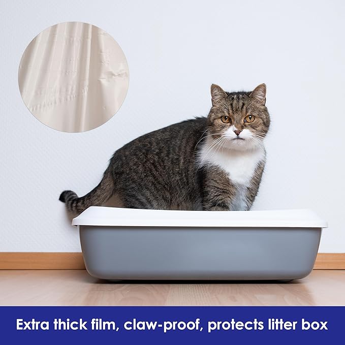 Pre-separated Cat Litter Box Liners, Jumbo Size, Heavy Duty, Sturdy Drawstring, Tear Resistant, Claw-proof, Unscented, 36"x18", 40 Count
