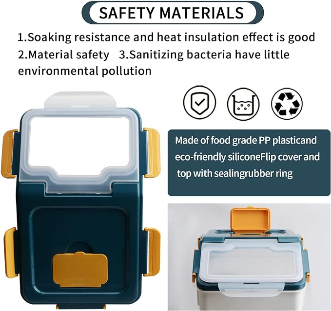 AnRui Airtight Flour Storage Container 25lb, Plastic Grain Storage Bucket, Rice Cereal Dispenser Organizer Box with Lid, Cat Dog Food Storage Bin with Measuring Cup, Scoop, Wheels, 2Pcs Blue