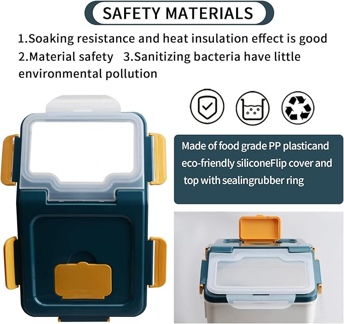 AnRui Dog Food Storage Container with Scoop, Large Airtight Plastic Pet Dog Cat Dry Food Bin, Cereal Grain Organizer Box for Rice, Flour, Snack, Baking Supplies, Kitchen Pantry, Blue