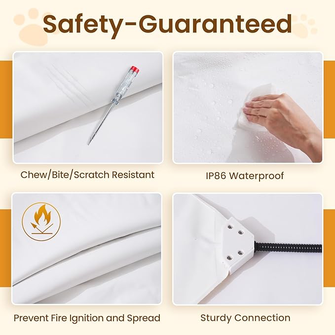 Bearhug Dog Heating Pad, Pet Heating Pad 35"×24"[Two Replaceable Cover] Adjustable Temperature Heated Cat Bed with Steel-Wrapped Cord, Waterproof and Chew-Resistant for Dogs Cats Large Animals