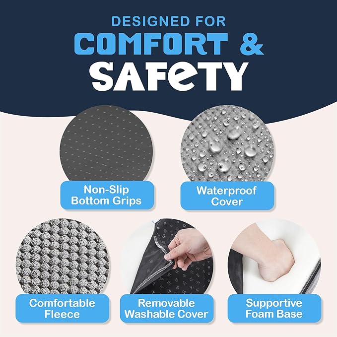 PAWZY Foam Pet Stairs for Bed, Couch or Window PREFIXED Cover - Wide Steps for Bed, Waterproof, Non-Slip Base - 4 Tier Ramp 20'' Height - Dog Stairs for Small Dogs, Puppies, Cats - (Gray, 4 Step, 1)