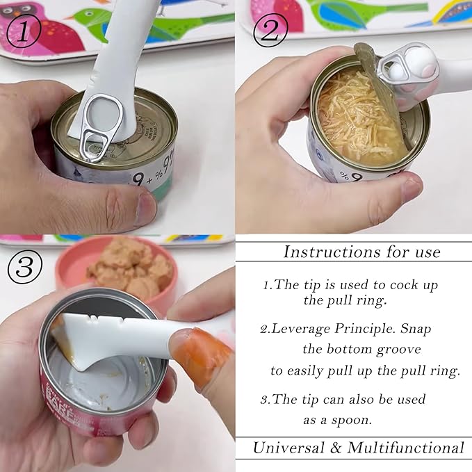 Pet Food Can Spoon & 3 Pcs Can Cover Lids | Cute Paw Shape Opener Spatula Cat Wet Food Spoon | Universa BPA Free Silicone Can Lids & Spoon for Dog Cat Cans(multicolor)
