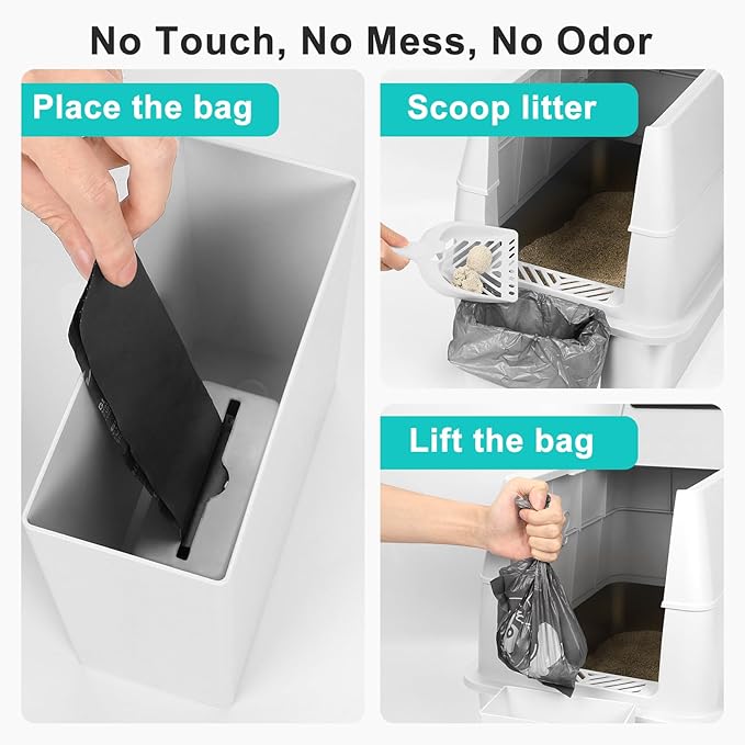 Stainless Steel Litter Box with Lid, XL Extra Large Metal Cat Litter Boxes for Big Cats Enclosed, Easy to Scoop with Litter Scoop Set, High Sides Enclosure Anti-Urine Leakage Non-Sticky