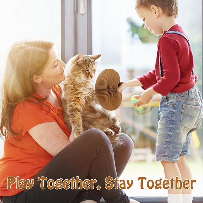 Magic Organ Cat Scratcher Board with 2 Bell Ball, Cat Ball Adventure The Ultimate Interactive Mental Physical Exercise for Indoor Cats Toy