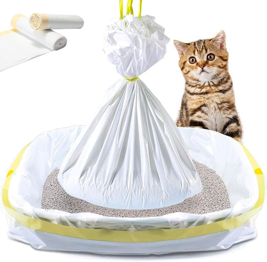 KONE Cat Litter Box Liners, 14 Count Jumbo Extra Durable Large Drawstring Kitty Litter Pan Bags Cat Waste Litter Bags Pet Supplies 36" x 18"