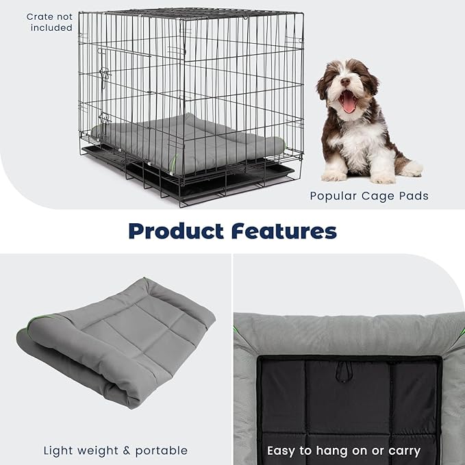 Miguel 900D Oxford Outdoor Waterproof Dog Crate Bed, Water-Resistant Durable Easy Wipe Clean All Weather Pet Mat, Travel Indoor Outdoor Puppy Cat Crate Bed 36inch, Gray