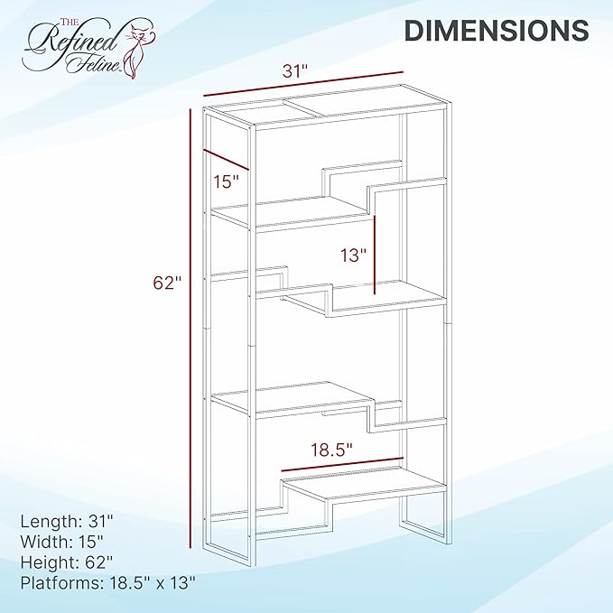 THE REFINED FELINE Metropolitan Cat Condo, Modern Furniture for Multiple Cats, Stepped Platforms for Cats and Kittens