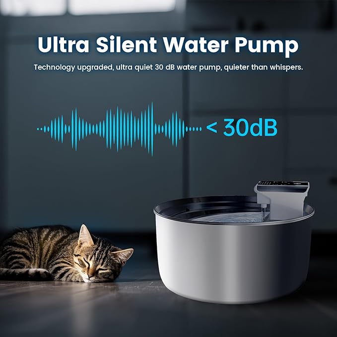 Meill Cat Water Fountain Stainless Steel, 236oz/7L Large Capacity Battery Operated Pet Water Fountain Indoor, Cordless Automatic Cat Water Dispenser for Drinking, Suitable for Large Dogs and Cats