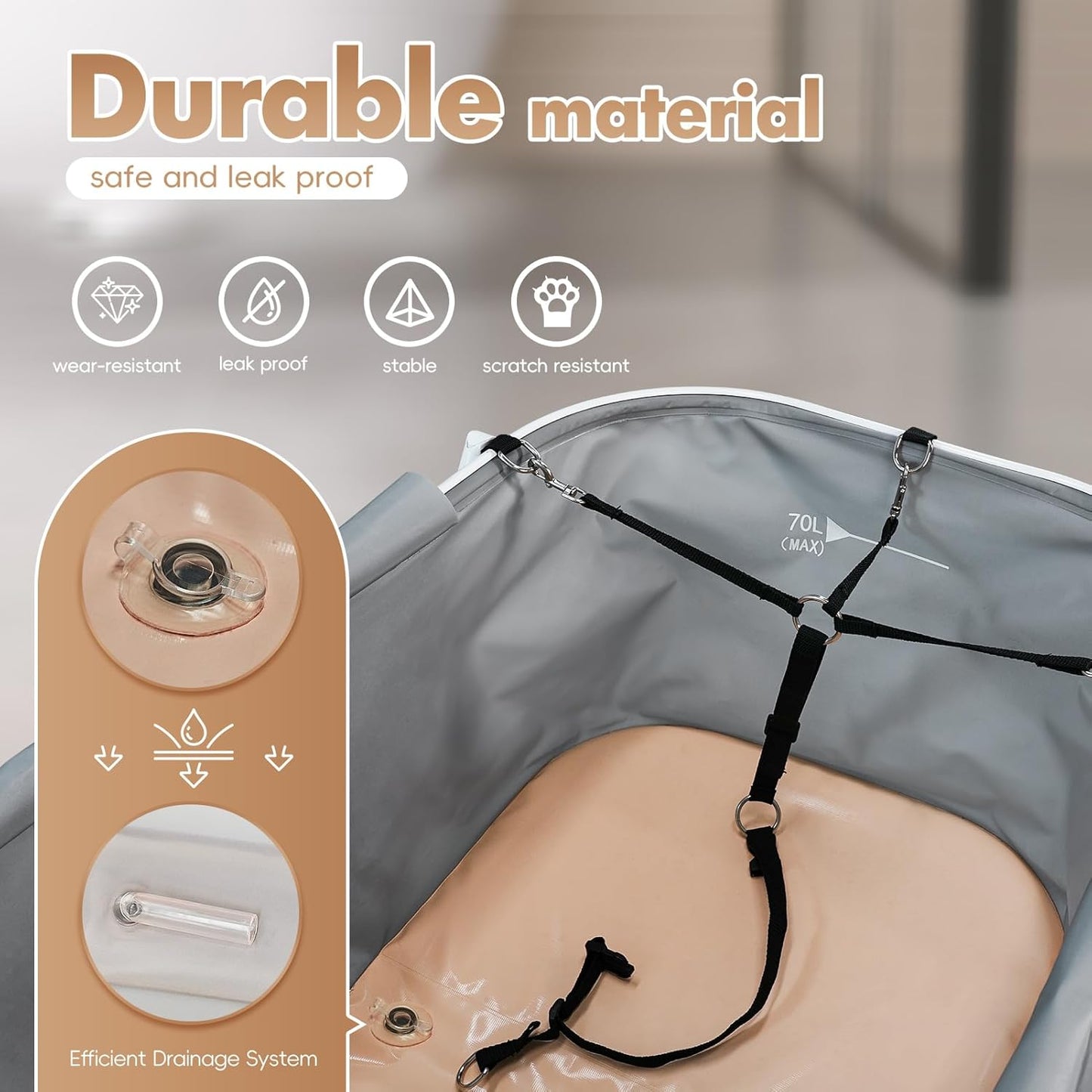 Portable Dog Bathtub, Elevatable Dog Washing Station for Bathing Shower and Grooming, Collapsible Dog Bath Tub for Small/Medium/Large Dogs, Cats & Other Pet (Large Dogs Bathtub)