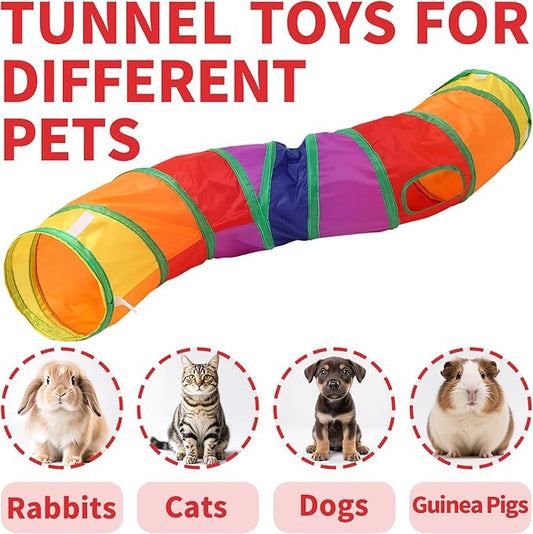 ‌Coolcandy Cat Tunnel & Interactive Cat Toy Indoor, S-ShapeTunnel Toys for Indoor Cats, Collapsible Interactive Peekaboo Cave with Play Ball, for Multi-Way Play & Small Animals