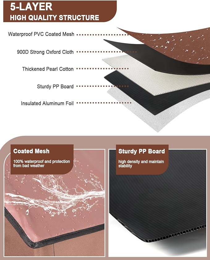 Extra Wide Large Heated Cat House for Outside, Elevated Waterproof Outdoor Cat House Weatherproof for Winter, Insulated Outdoor Cat Shelter with Escape Doors and Heating Pad for Multiple Cats, Brown