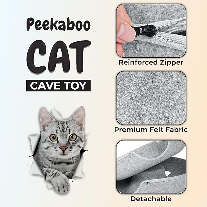 Cave Pet Bed for Cats Calming Anti Anxiety Crate Bed Machine Washable Breathable Soft Padding (24" L x 24" W x 12" H)