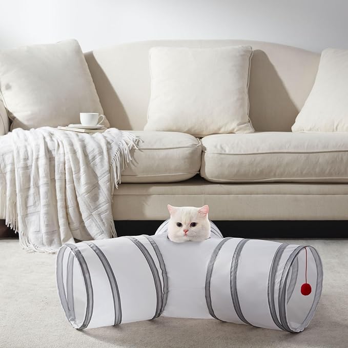 Cat Tunnels for Indoor Cats 3 Way Play Toy Kitty Tunnel Peek Hole Toy with Ball for Cat Tube Fun for Rabbits Kittens and Dogs
