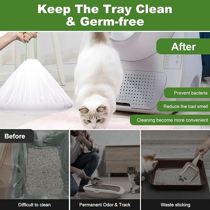 48 Count 37x17 Inch Large Cat Litter Bags Disposable Cat Litter Liners Drawstring Jumbo CatS Litter Box Liners Extra Thick Cats Liner For Litters Box Bags Heavy Duty Cats Pan Liners