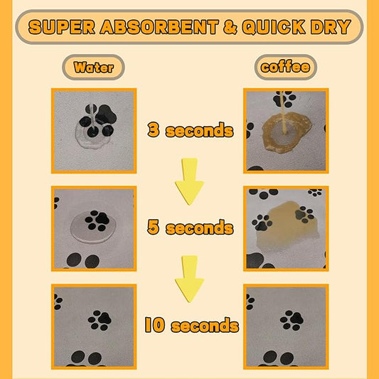 Dog Food Mat for Food and Water, Absorbent Pet Feeding Non-Slip Backing Cat Dog Bowl Mat No Stains Quick Dry Placemat with Footprints for Messy Brown,20"×12"