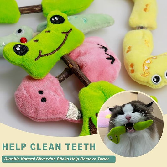 Matatabi Silvervine Sticks Cat Toys for Indoor Cats, Cat Dental Toy for Kitten Teeth Cleaning, Crinkle Sound Catnip Toys