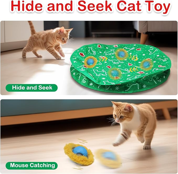 Interactive Cat Toys Ball Fast Rolling in Pocket, Motion Activate Chirping Cat Ball Christmas Cat Toys 2025 Cat's Gift
