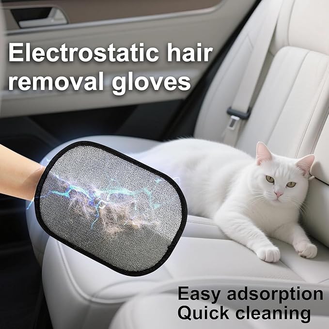 Pet Hair Removal Glove - Cat & Dog Electrostatic Hair Remover Grooming Glove 2Pcs