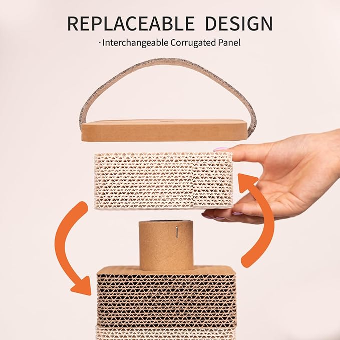 Cardboard Cat Scratching Post 24.2 Inch, Cat Scratcher for Indoor Cats Scratch Board for Kittens or Smaller Cats