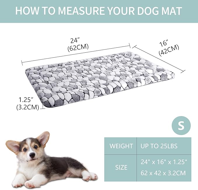 VANKEAN Dog Crate Pad Bed Mat Reversible (Cool & Warm), Sleeping Mat Dog Bed for Crate for Small Dogs and Cats, Machine Washable Crate Beds, Grey