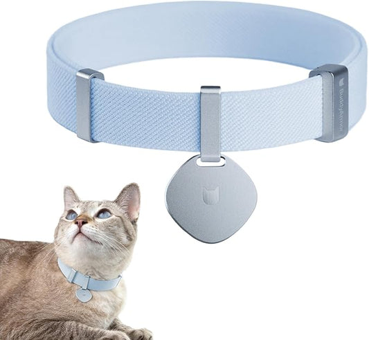 Safety Cat Collar Pro and Tag Set - U.S. IDA Gold Award, Elastic Release Cat Collar Charm Tag, Non Breakaway Cat Collar Adjustable with Charm for Kitten Small Large Cats (Sierra Blue, M)