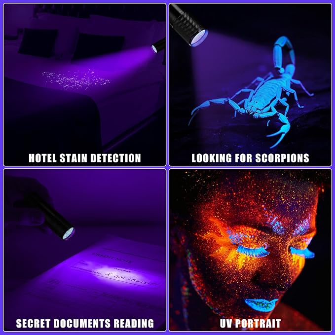 Hortsun UV Handheld Blacklight Flashlights, Portable Black Light 9 LED Mini Light Torch Detector for Dog Cat Pets Urine and Stains, Bed Bugs and Scorpion, Halloween Ghost Haunted House(20 Pcs)